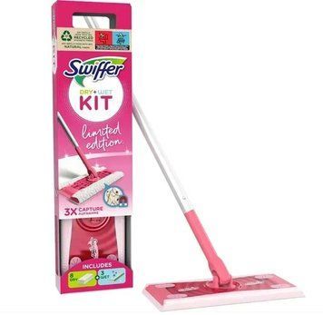 Швабра зі змінними серветками Swiffer kit Pink набір для прибирання (швабра, 3 вологі серветки та 8 сухих) 2686581410 фото