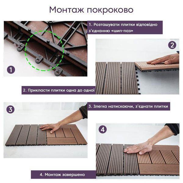 Композитна плитка WPC 30х30х2см Кедр (D) SW-00001705 SW-00001705 фото