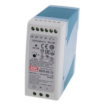 Блок питания Mean Well на DIN-рейку MDR-60-12 (60W; 5A; 12V; IP20) Series "MDR", 92% 622019 фото